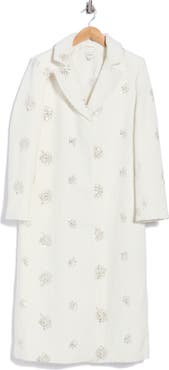 CeCe Sequin Starburst Bouclé Coat