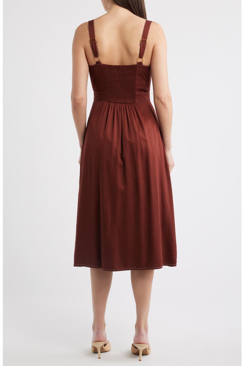 Joy Embroidered A-Line Dress, Alternate, color, BROWN