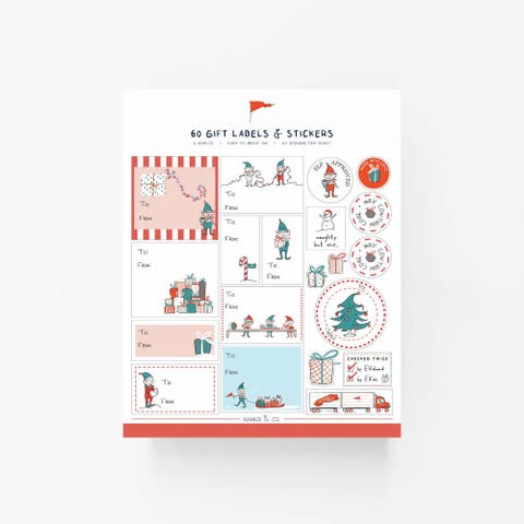 Christmas/Holiday "Checked Twice" To/From Gift Labels (3 Sheets, 60 Assorted Artistic Stickers)