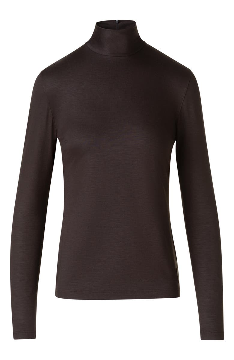 Akris punto Mock Neck Long Sleeve Top, Alternate, color, Bark