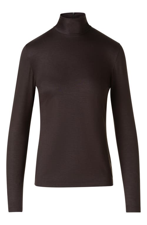 Akris Punto Mock Neck Long Sleeve Top In Brown