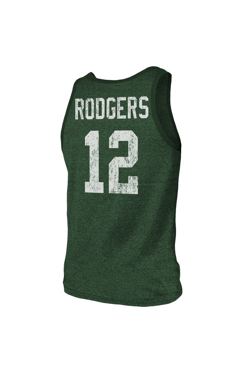 Majestic Threads Men's Fanatics Branded Aaron Rodgers Green Green Bay Packers Name & Number Tri-Blend Tank Top, Alternate, color, 