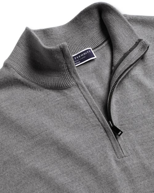 Charles Tyrwhitt Merino Zip Neck Long Sleeve Sweater In Gray