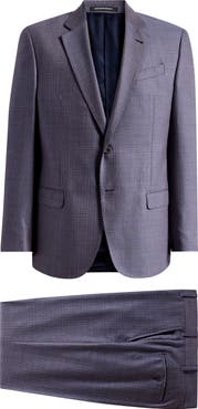 Emporio Armani Purple & Blue Plaid Virgin Wool Suit
