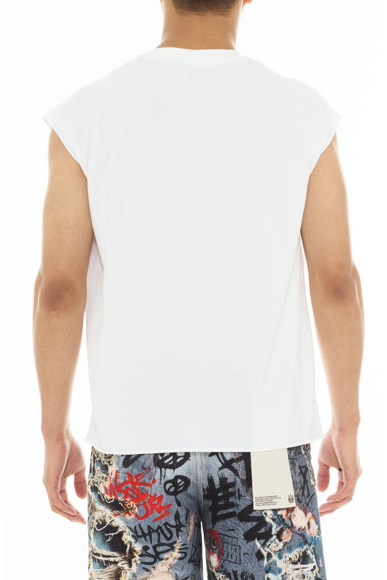 Stencil Cap Sleeve Cotton T-Shirt, Alternate, color, WHITE