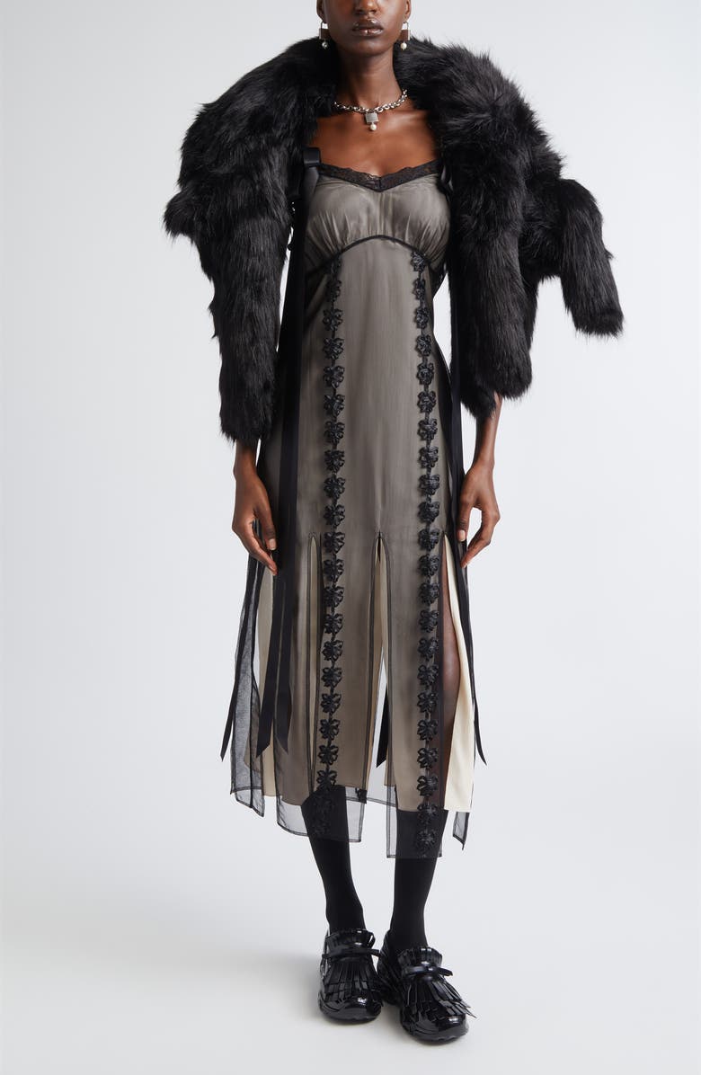 Simone Rocha Layered Ribbon Daisy Chain Multi Slit Slipdress, Alternate, color,