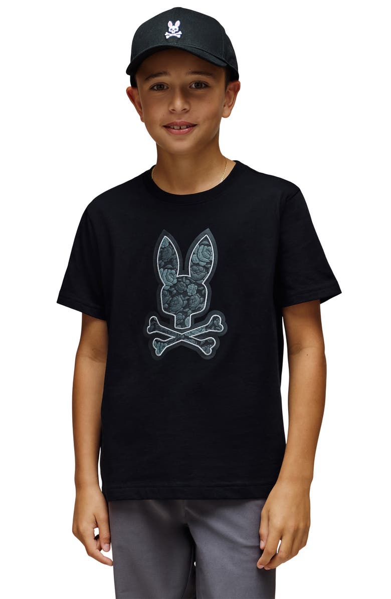 Psycho Bunny Kids' Rowen Embroidered Pima Cotton Graphic T-Shirt, Alternate, color, Black