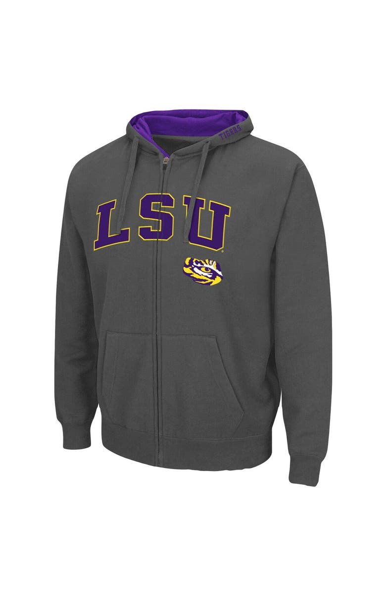 COLOSSEUM Men's Colosseum Charcoal LSU Tigers Arch & Logo 3.0 Full-Zip Hoodie, Alternate, color, Charcoal