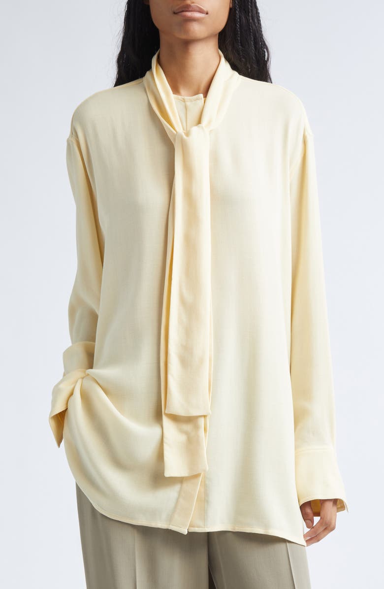TOTEME Oversize Twill Scarf Shirt, Alternate, color, Champagne