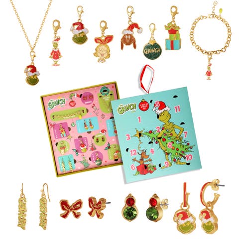 Advent Calendar 12-Piece Jewelry Set with Earrings and Chains