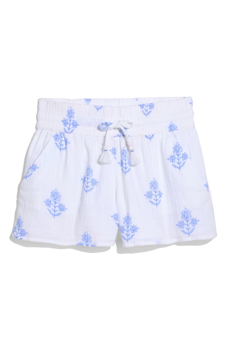 Frankie Gauze Pull-On Shorts, Alternate, color, WHITE LIA BLOCKPRINT