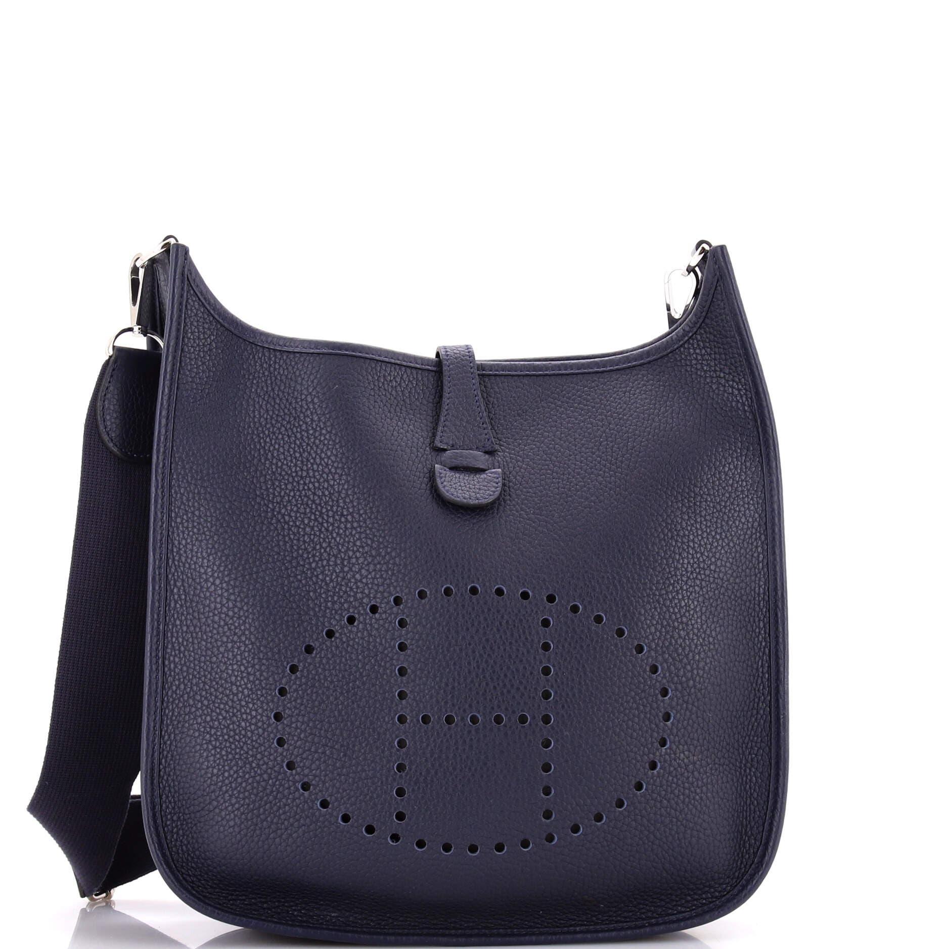 Pre-Owned Hermes Evelyne Bag Gen III Clemence PM, Main, color, Bleu Nuit
