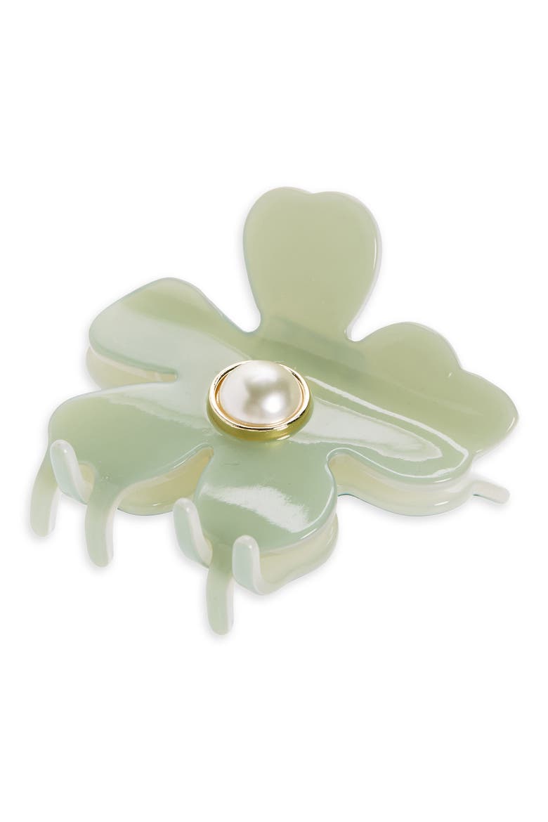 Lily Imitation Pearl Claw Clip, Main, color, SAGE