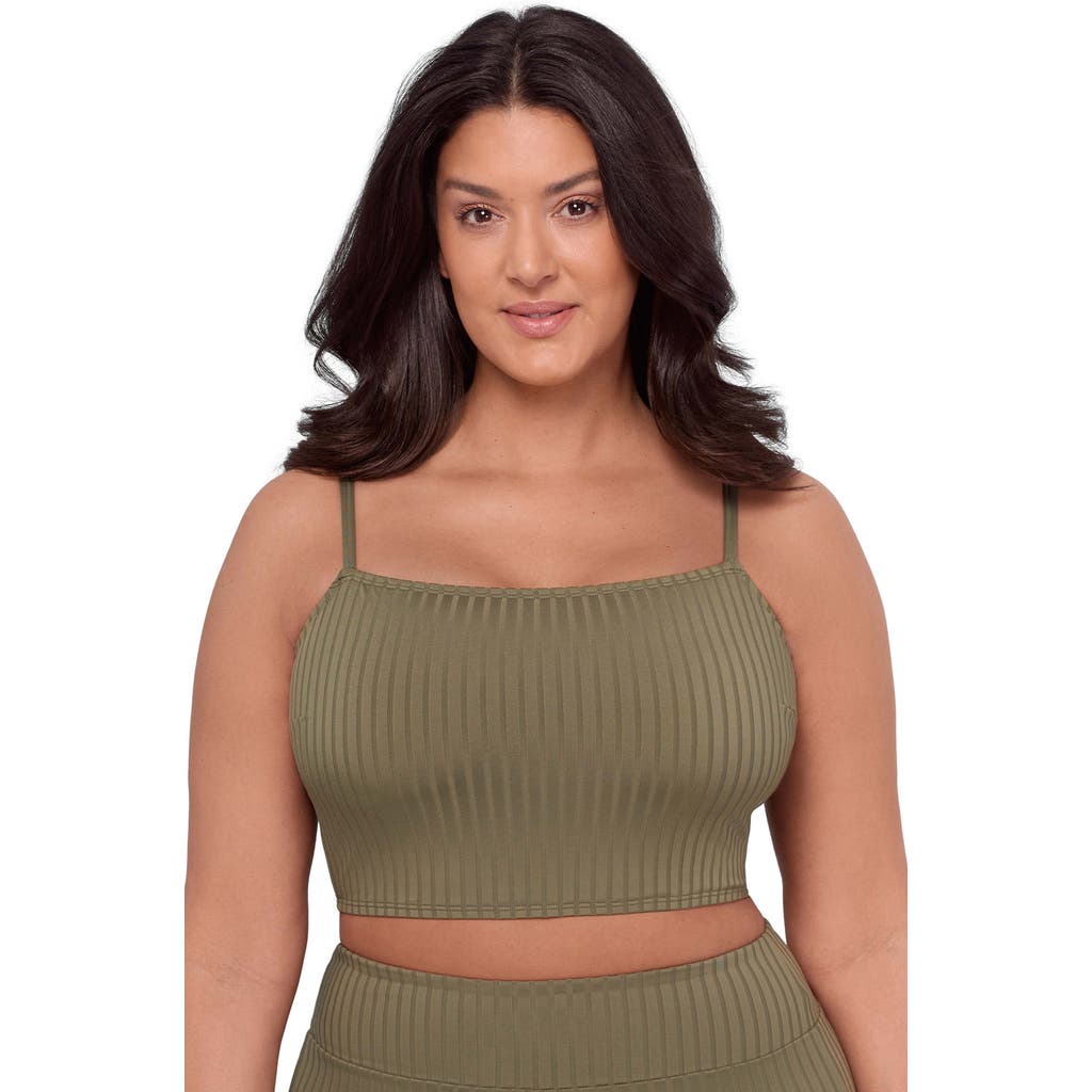 S3 Ribbed Squareneck Midkini Top In Green