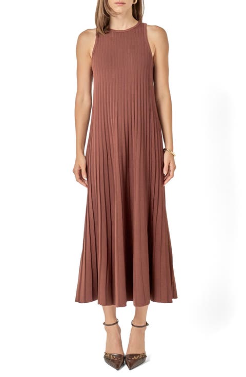 Pleated Knit Sleeveless Maxi Dress