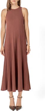 English Factory Pleated Knit Sleeveless Maxi Dress