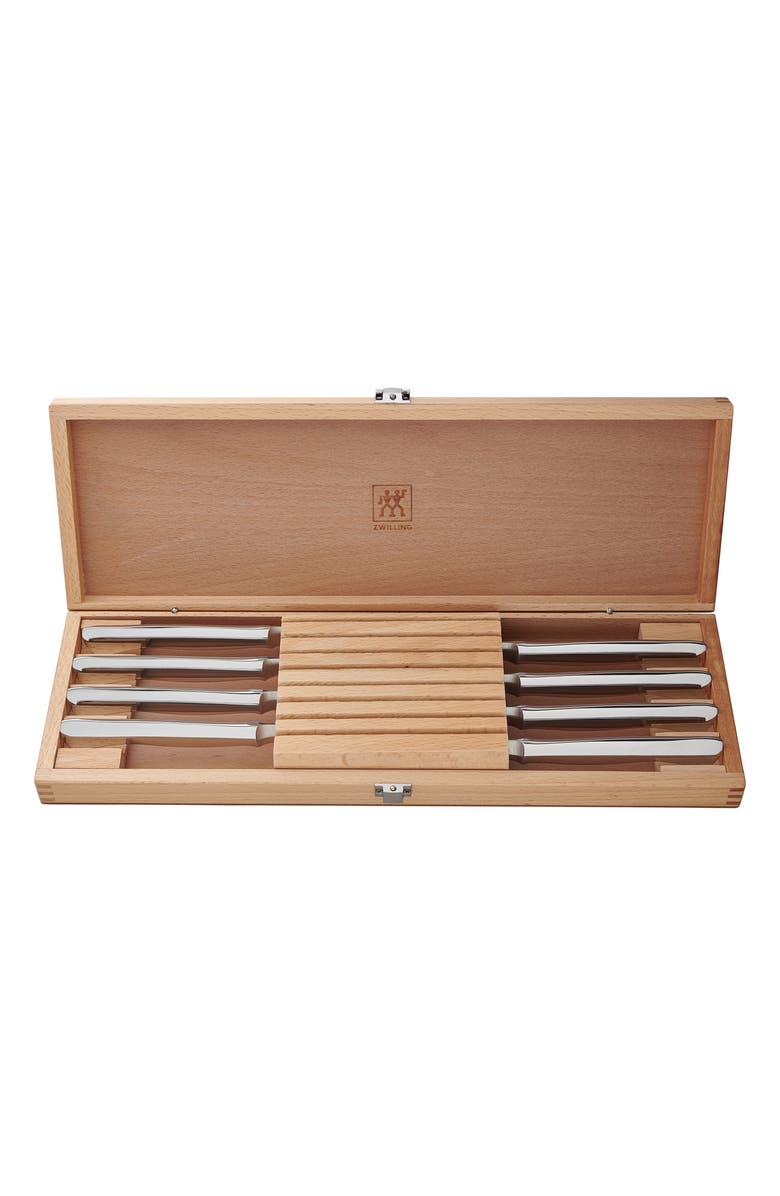 ZWILLING 8-Piece Stainless Steel Serrated Steak Knife Set, Alternate, color, NO COLOR