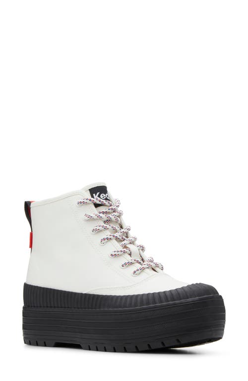 Keds® The Platform Sneaker Bootie in White/Black 