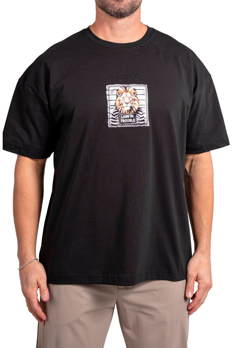 Ascension Trouble Appliqué Cotton Graphic T-Shirt, Main, color, BLACK