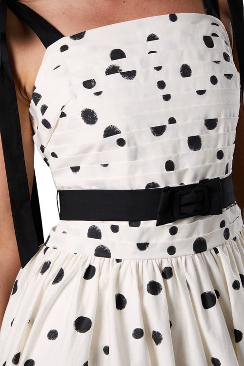 Coast Lisa Tan Mono Spot Bow Detail Midi Dress In White