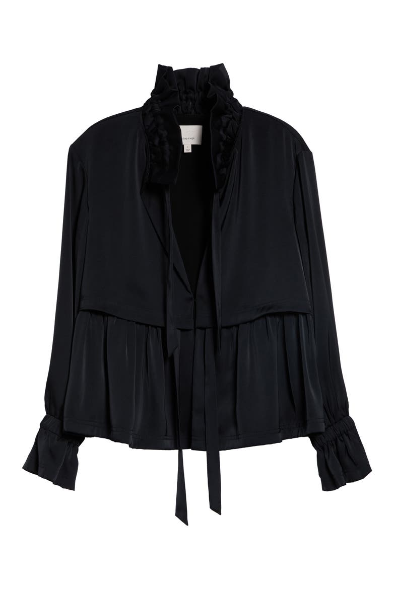 Azira Peplum Jacket, Alternate, color, BLACK