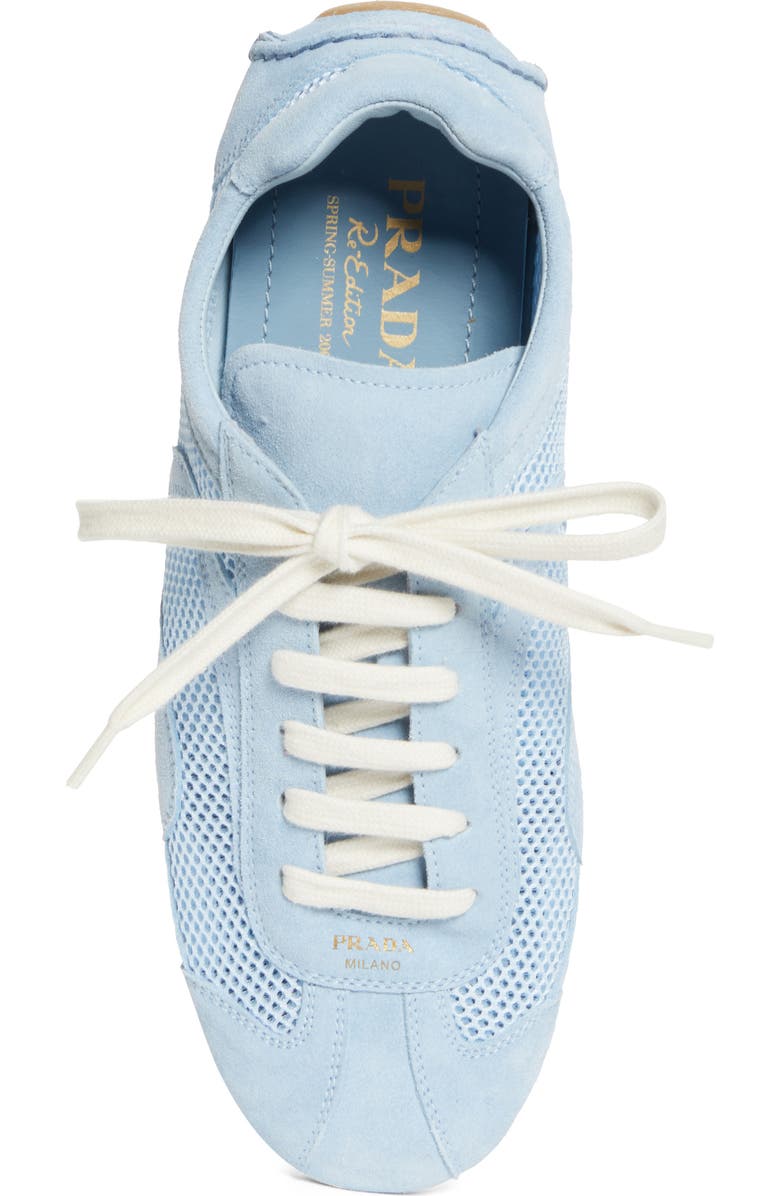 Prada Mixed Media Low Top Sneaker, Alternate, color, Blue