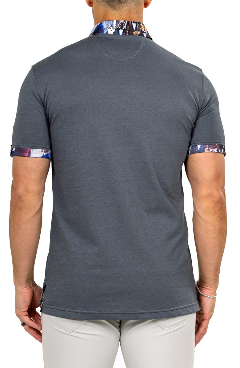 Maceoo Newton Marthyr0028 Grey Button-Down Piqué Polo, Alternate, color, Grey