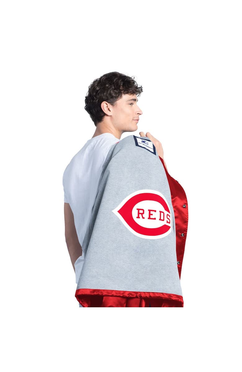 STARTER Men's Starter  Red Cincinnati Reds Cooperstown Collection Point Man Full-Snap Coaches Jacket, Alternate, color, Red