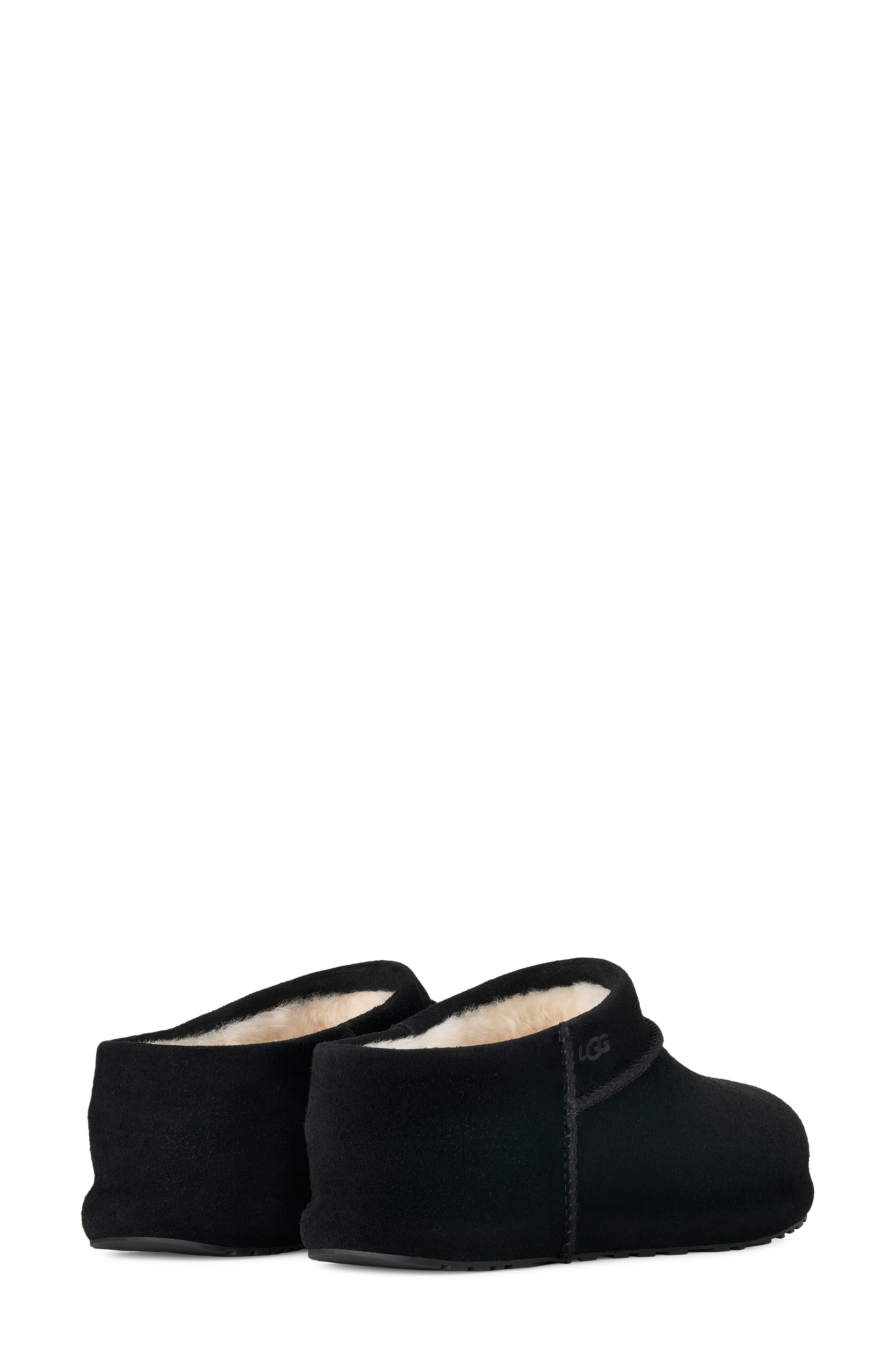 Enwrap Genuine Shearling Lined Leather Clog, Alternate, color, BLACK