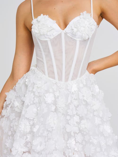 Miss Circle Pamila Floral Mesh Puffy Mini Dress In White