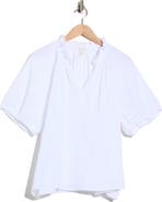 Caslon® Split Neck Short Sleeve Cotton Gauze Top