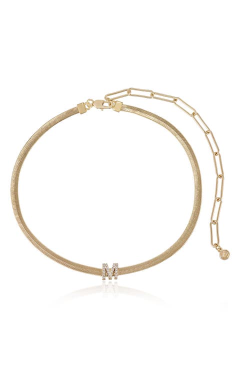 Pavé Cubic Zirconia Initial Charm Necklace