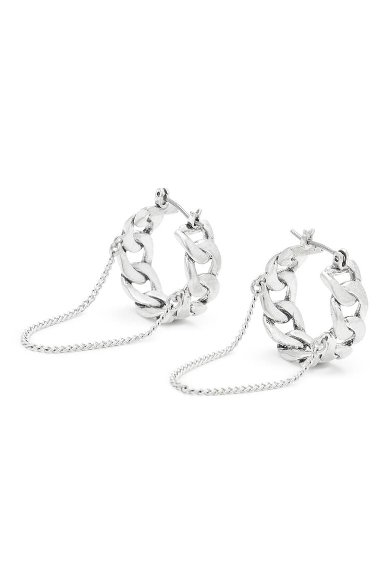 Curb Chain Huggie Hoop Earrings, Alternate, color, RHODIUM