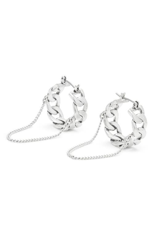 Shop Allsaints Curb Chain Huggie Hoop Earrings In Rhodium