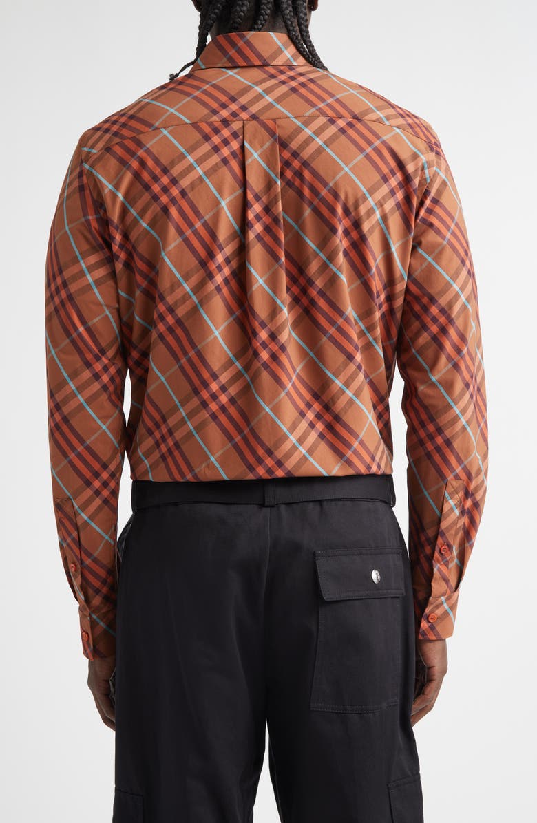Burberry Robert Check Button-Up Shirt, Alternate, color, Ginger Brown Check