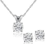 Bliss Diamond 1/2Ct TW Diamond Solitaire Necklace Studs Set 14K Gold Lab Grown