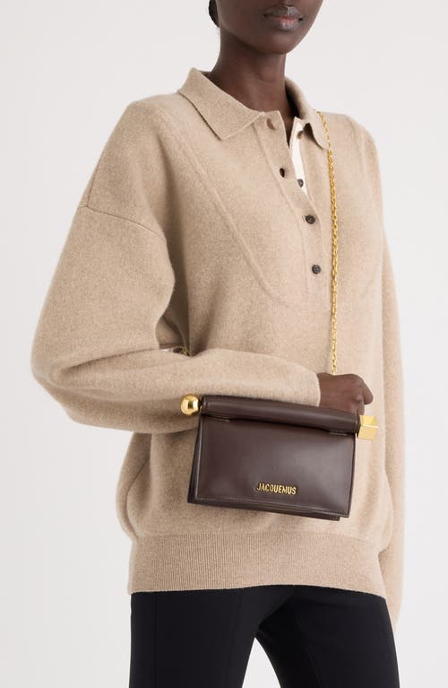 Jacquemus La Petite Pochette Rond Carré Leather Clutch In Burgundy