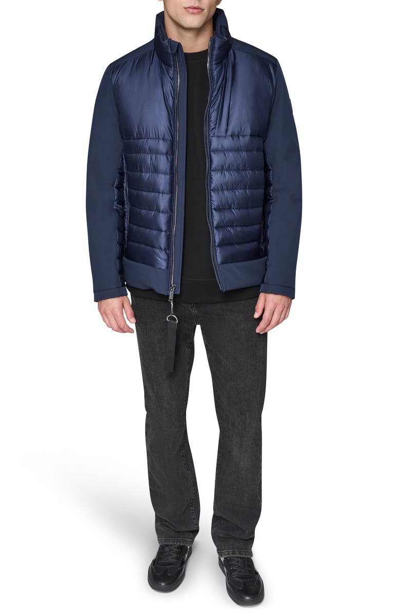 KARL LAGERFELD PARIS Mixed Media Jacket, Alternate, color, Navy