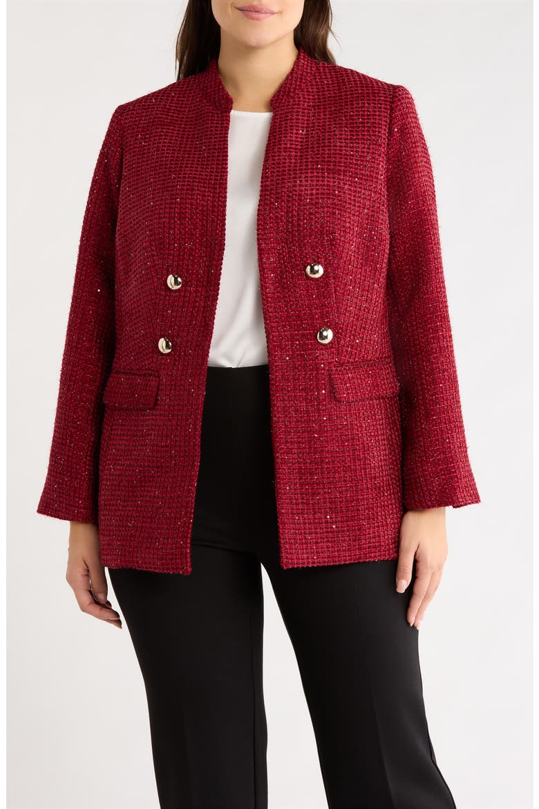 Sequin Faux Double Breasted Jacket, Main, color, TITIAN RED