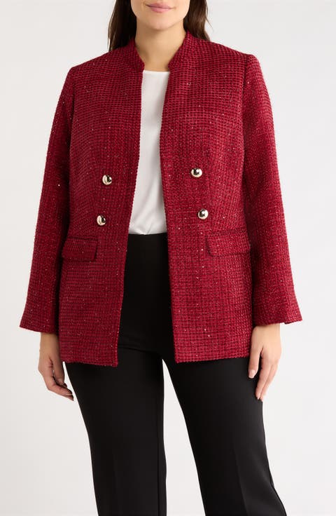 Sequin Faux Double Breasted Jacket