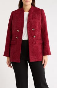 Anne Klein Sequin Faux Double Breasted Jacket