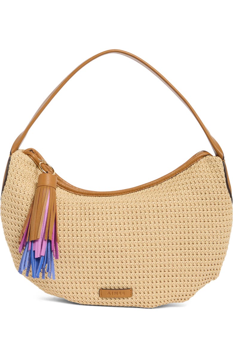 AIMEE Calypso Slouchy Hobo Bag, Main, color, Raffia Canyon