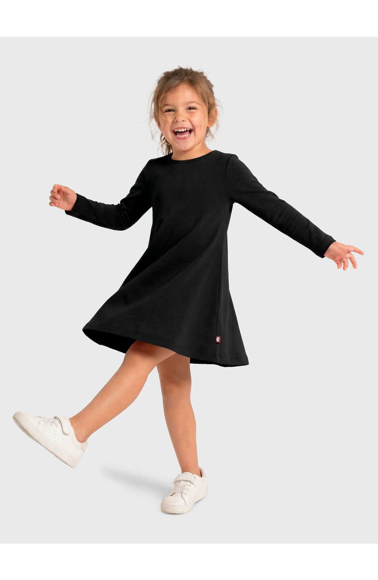 CITY THREADS Girl's Soft 100% Cotton Baby Rib Long Sleeve Dress, Main, color, Black