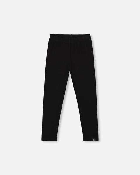 Girl's Ribbed Leggings Black