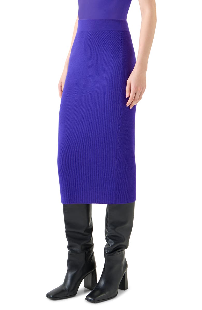 Akris punto Stretch Virgin Wool & Cashmere Rib Knit Tube Skirt, Alternate, color, Ultra Violet