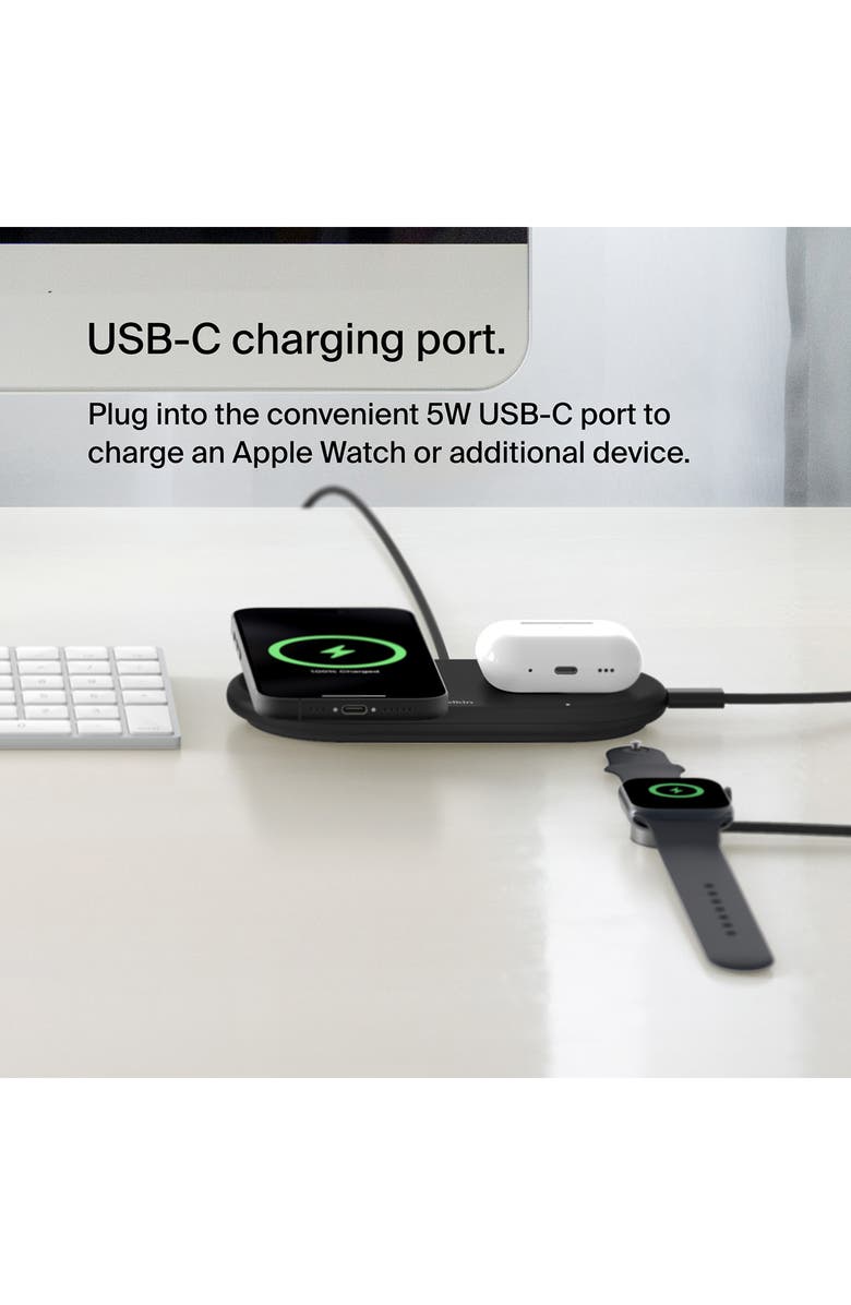 Belkin 2-in-1 Magnetic Wireless Charging Pad with Qi2, 15W, Alternate, color, 