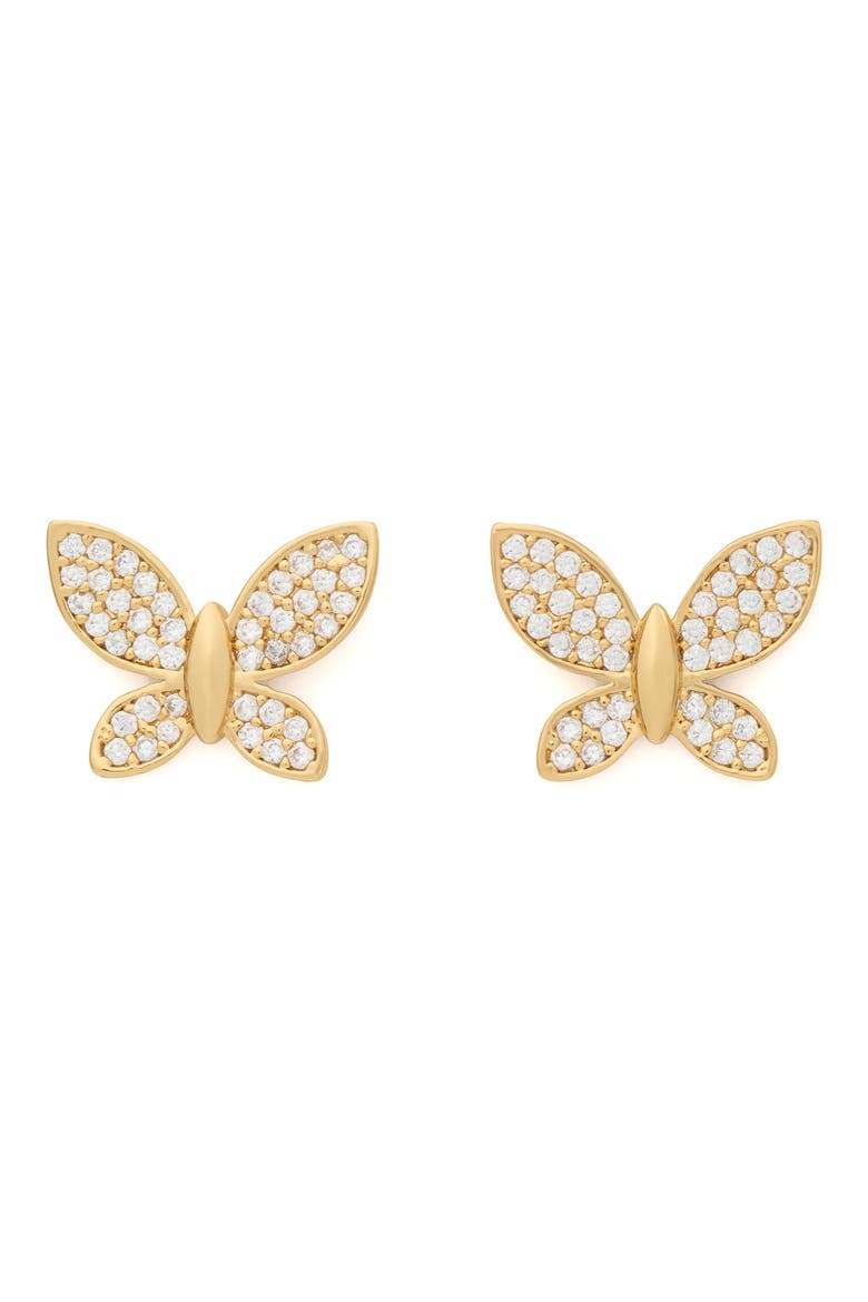 manifest pavé butterfly stud earrings, Main, color, CLEAR/ GOLD