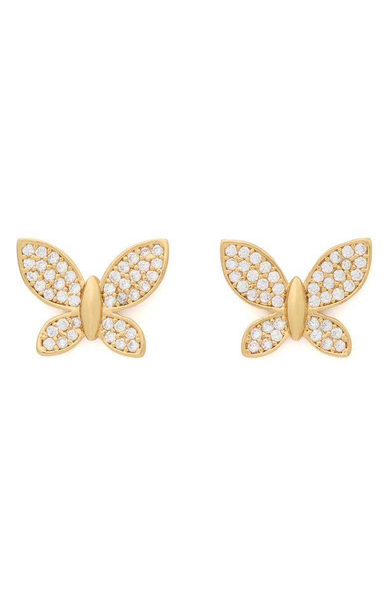 Kate Spade New York manifest pavé butterfly stud earrings, Main, color, Clear/ Gold