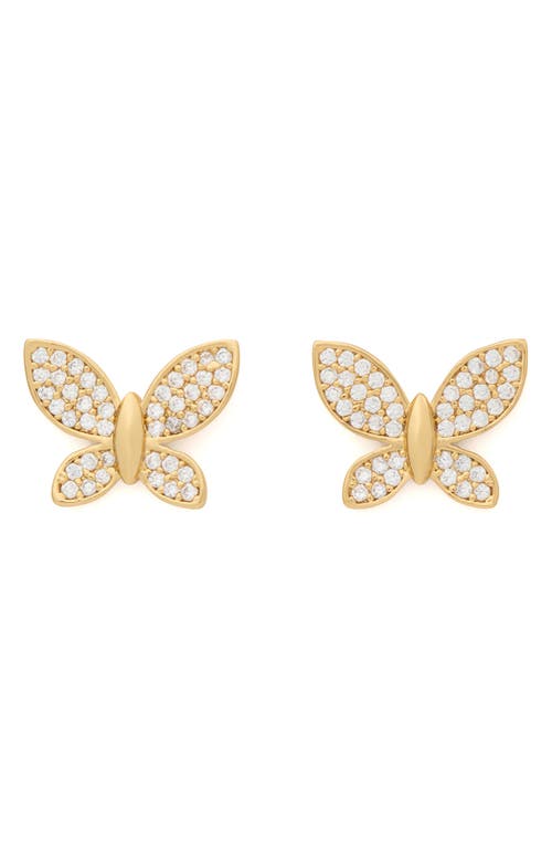 Kate Spade New York Pave Butterfly Stud Earrings In Gold Tone In Clear/gold