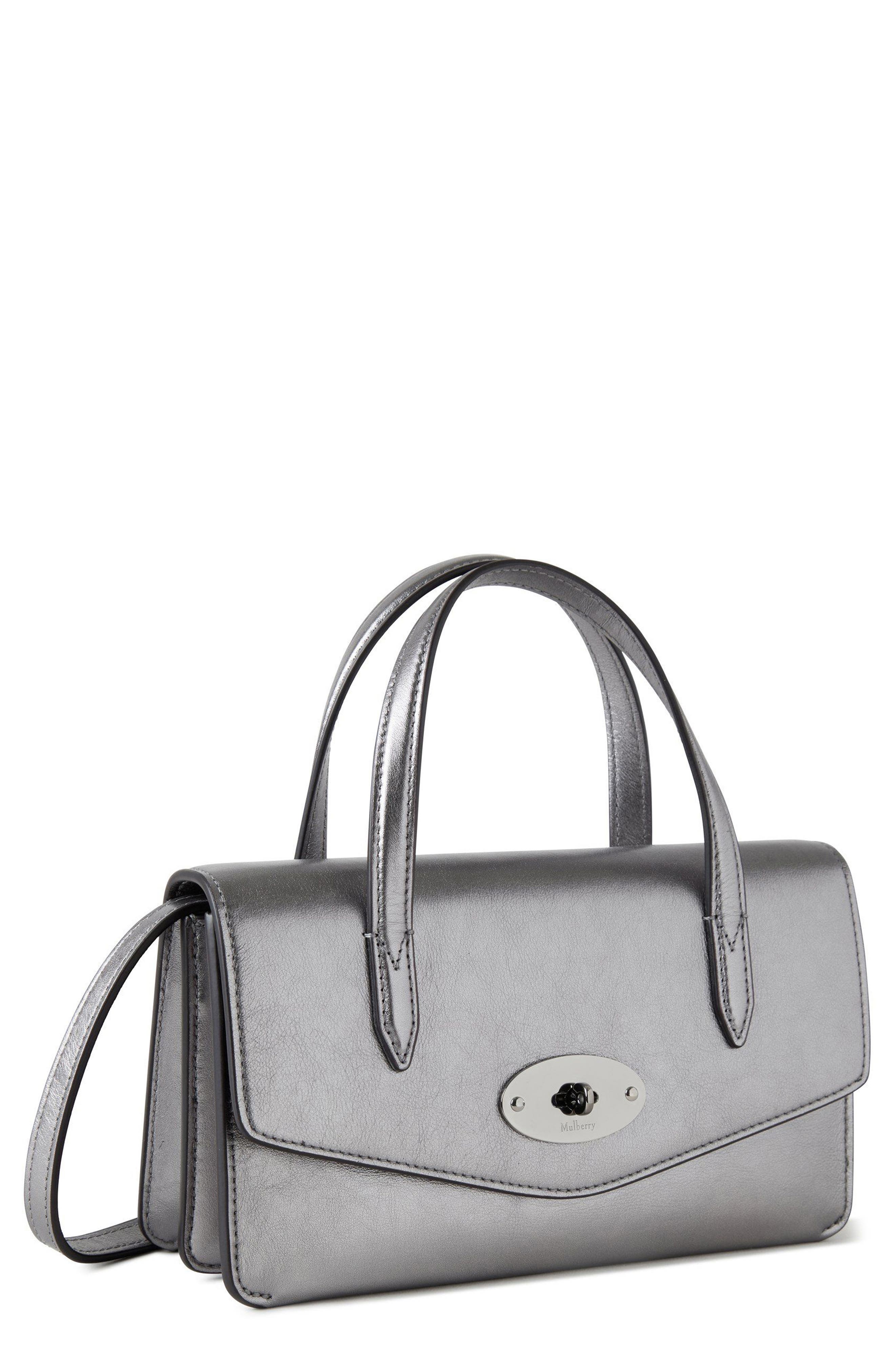 Mulberry Small Darley Metallic Leather Top Handle Bag, Alternate, color, 